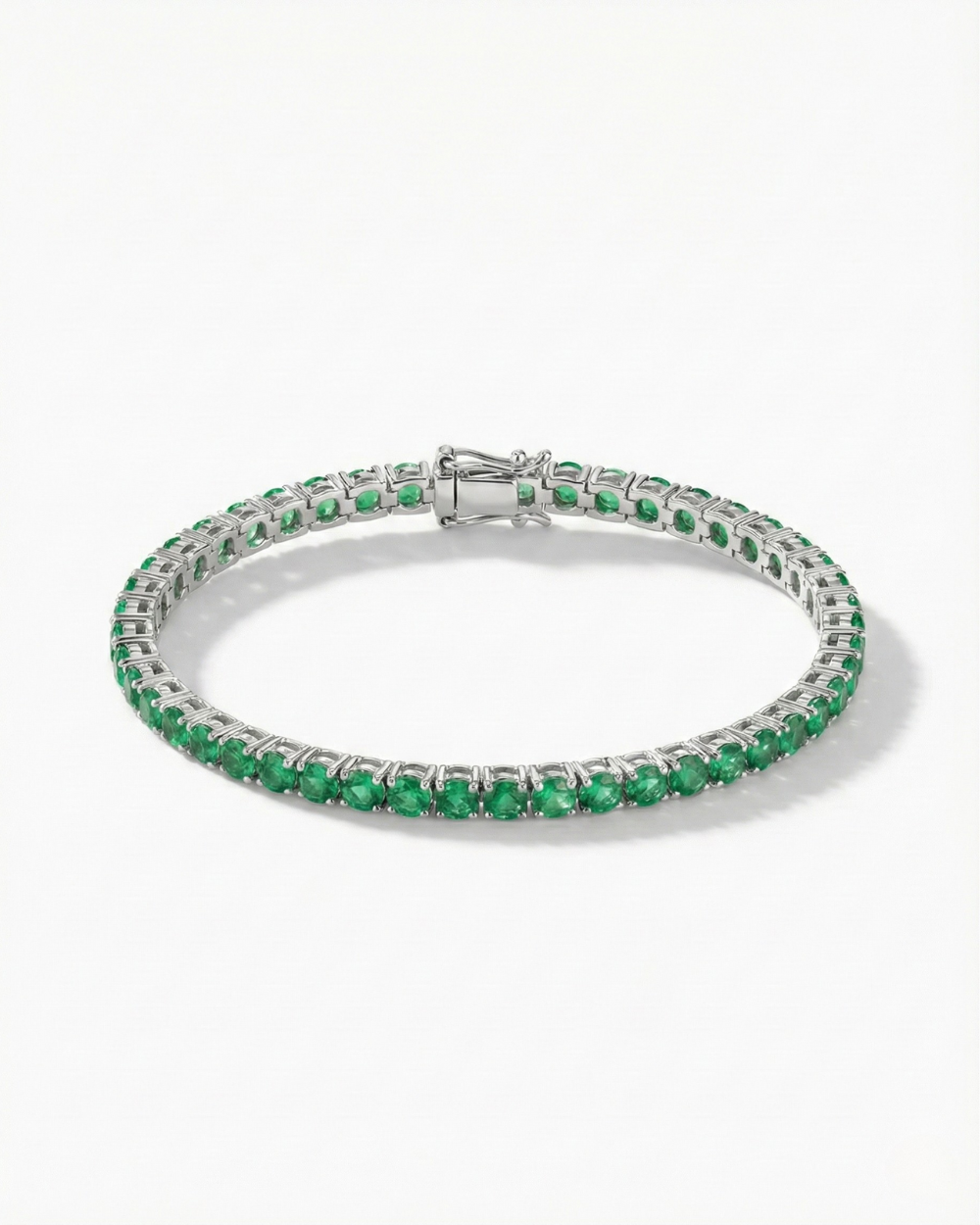 Emerald Tennis Bracelet – 2.5 mm, 18k White Gold