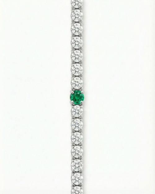 Emerald Center Tennis Bracelet – Sterling Silver 925