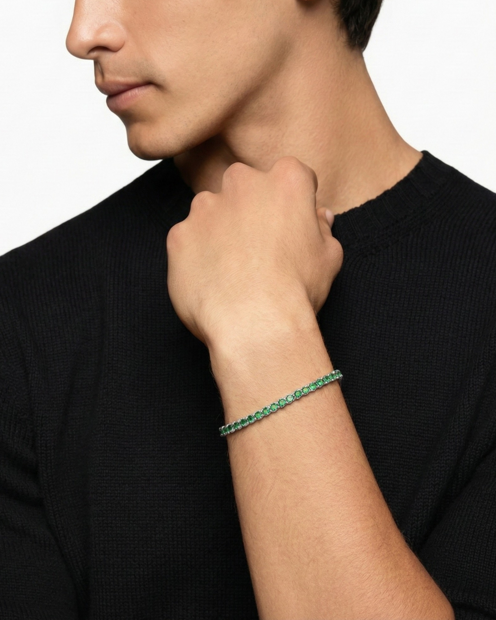 Emerald Tennis Bracelet – 2.5 mm, 18k White Gold