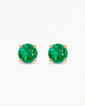 Round Emerald Stud Earrings – 5 mm, 18k Rose Gold