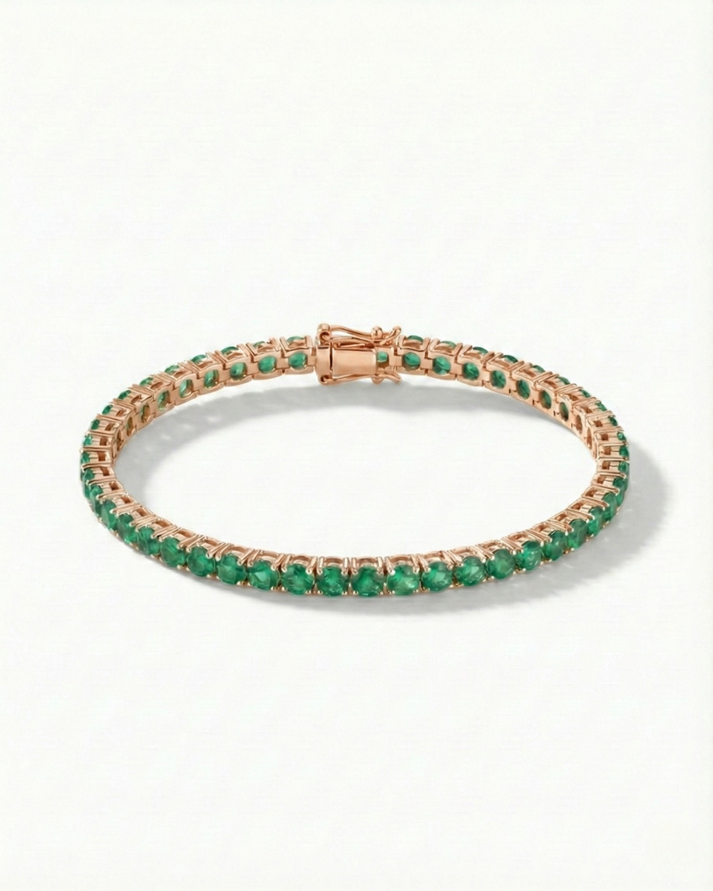 Emerald Tennis Bracelet – 2.5 mm, 18k Rose Gold