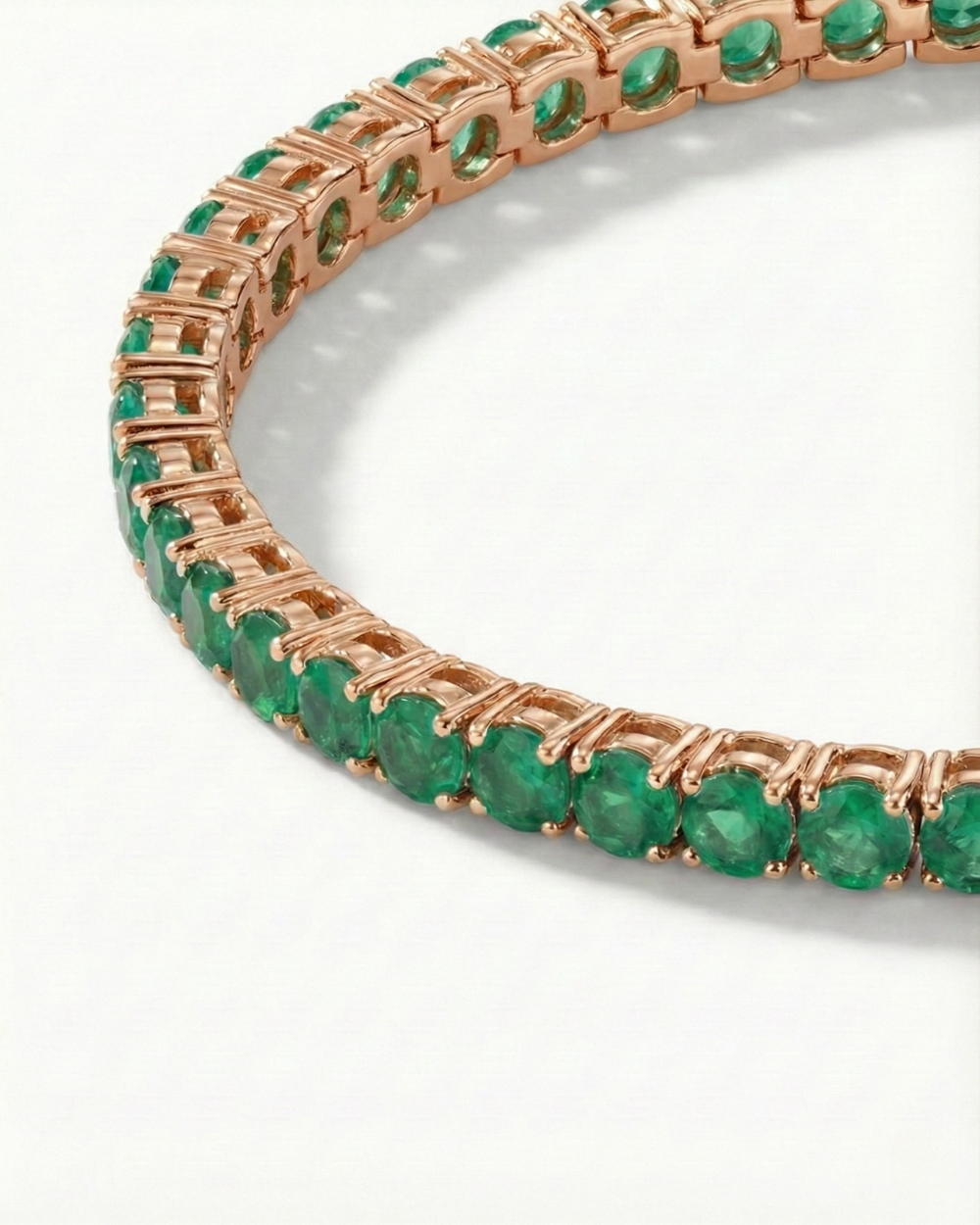 Emerald Tennis Bracelet – 2.5 mm, 18k Rose Gold
