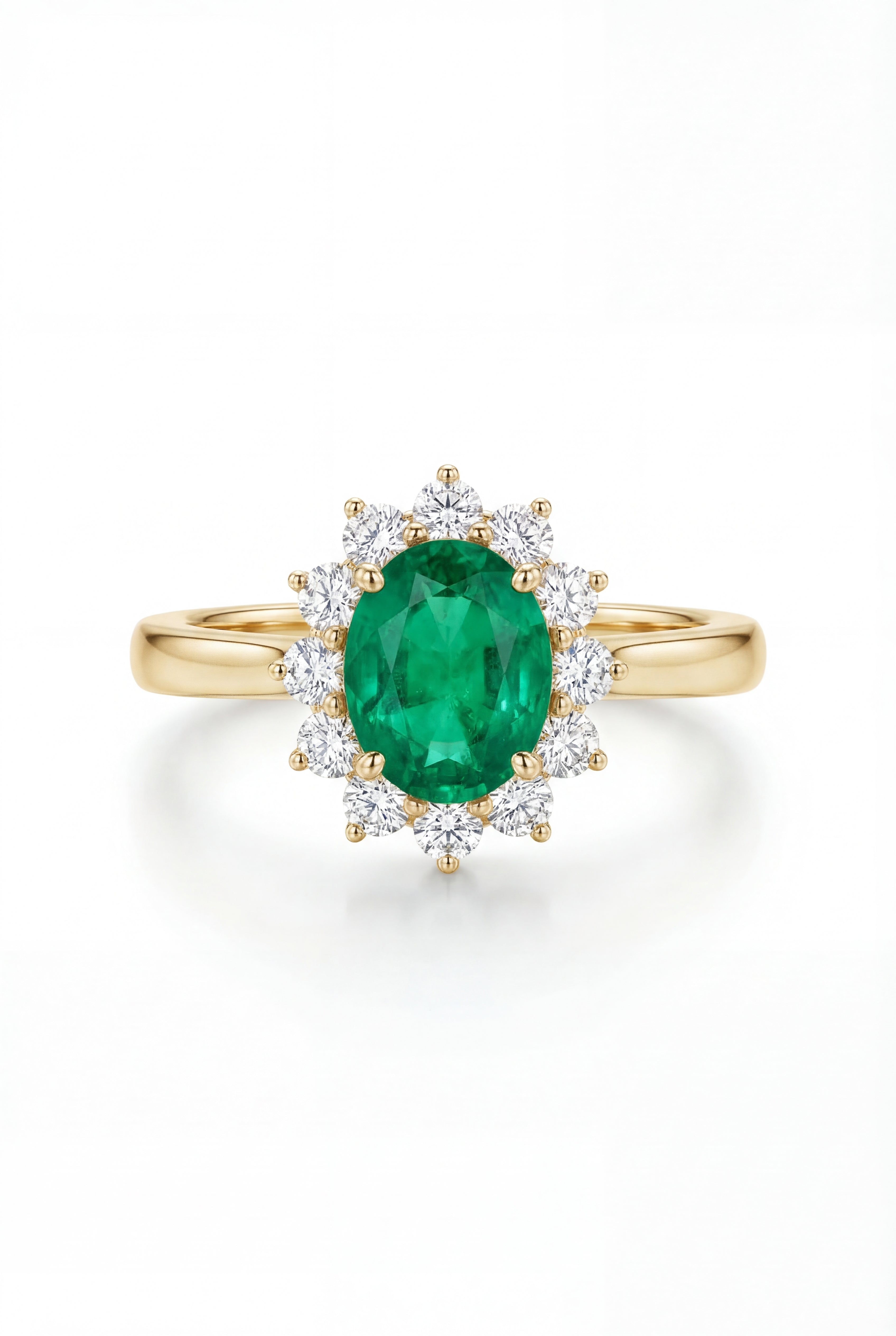 Emerald Halo Ring - 18k Gold