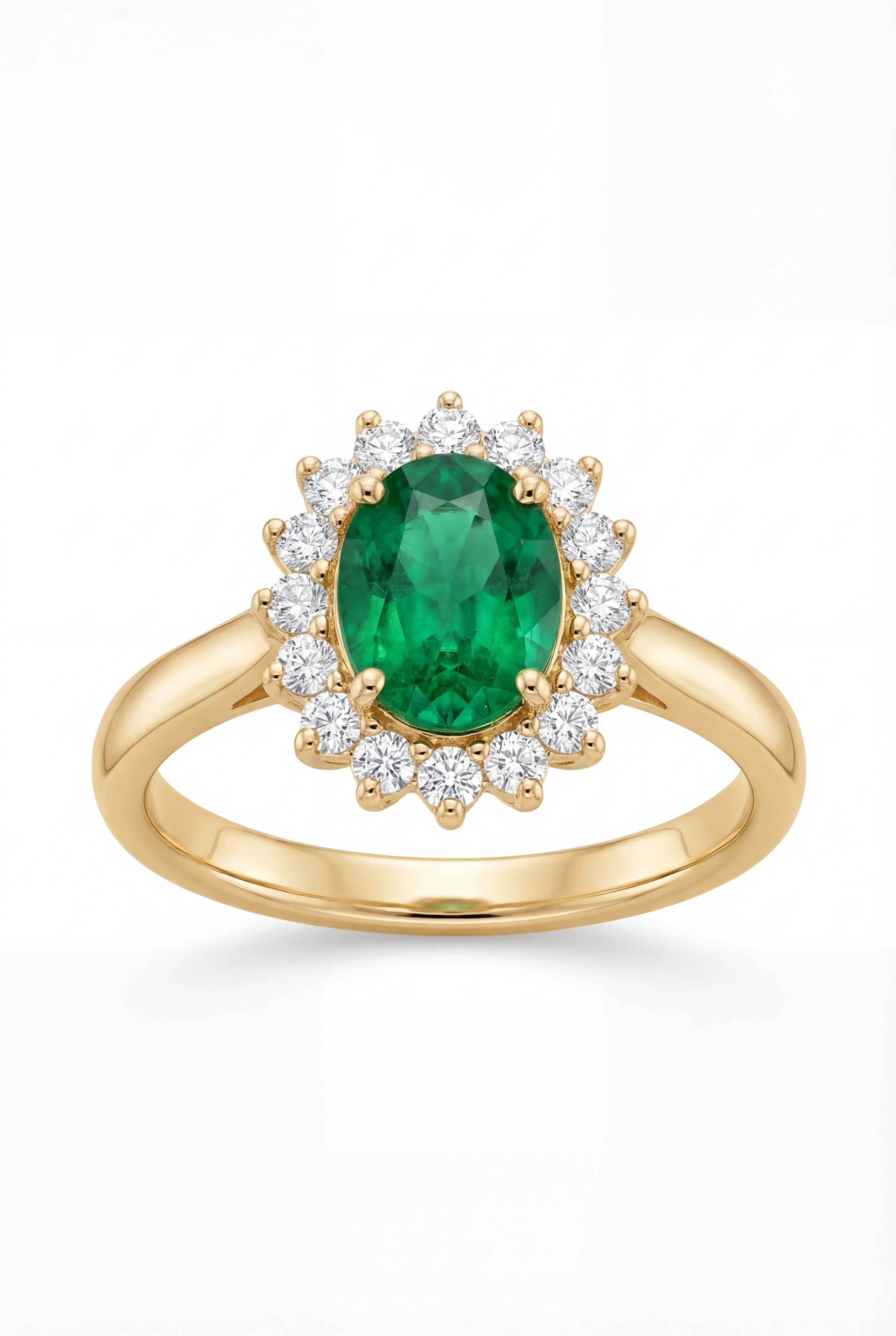 Emerald Halo Ring - 18k Gold