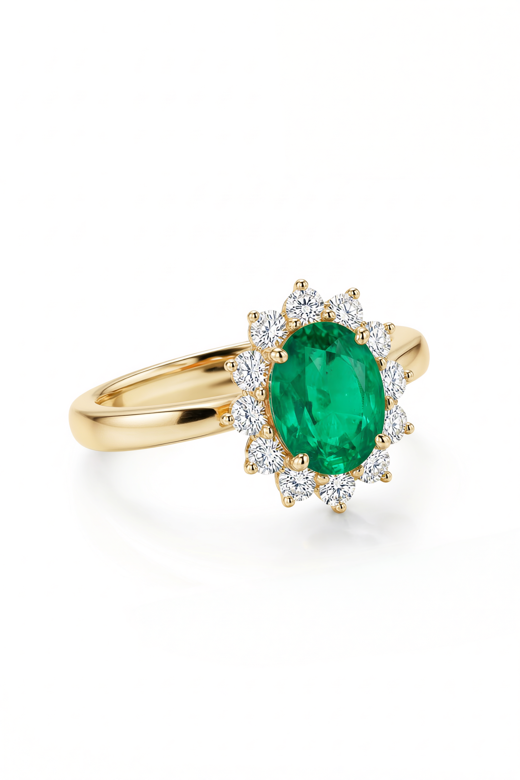 Emerald Halo Ring - 18k Gold
