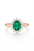 Emerald Halo Ring - 18k Rose Gold